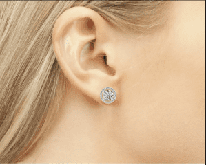 Cate & Chloe Ariel 18k White Gold Plated Silver Halo Stud Earrings | CZ Earrings for Women, Gift for Her
