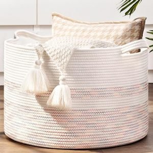 Large Rainbow Basket, Nursery Laundry Basket with Handle Basket for Toys