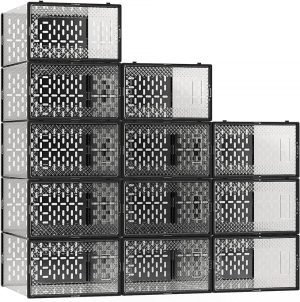 12 Pack Stackable Clear Shoe Boxes