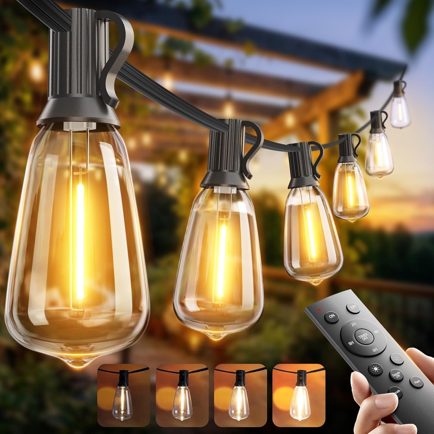 LED Outdoor String Lights with Remote