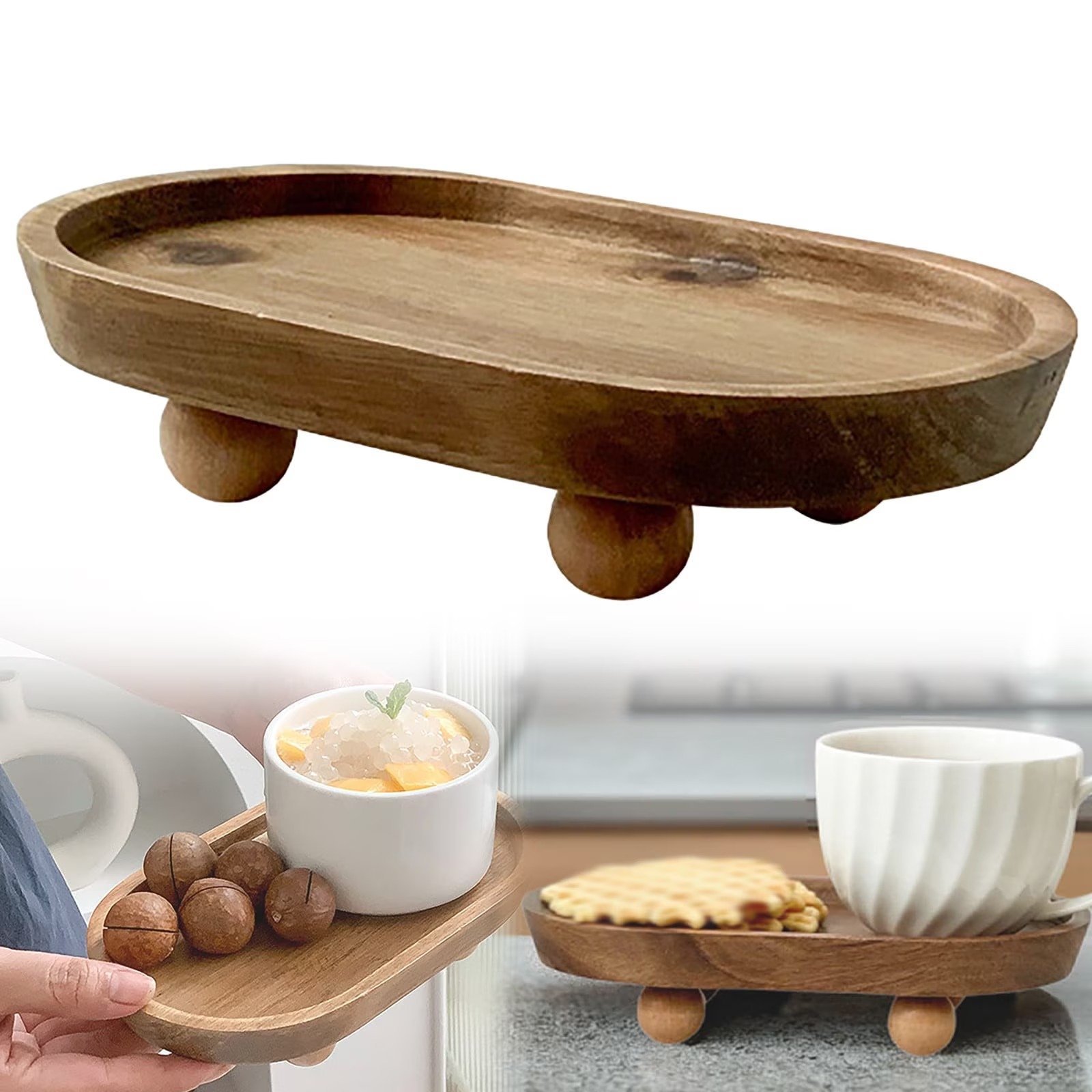 Round Wooden Decorative Tray