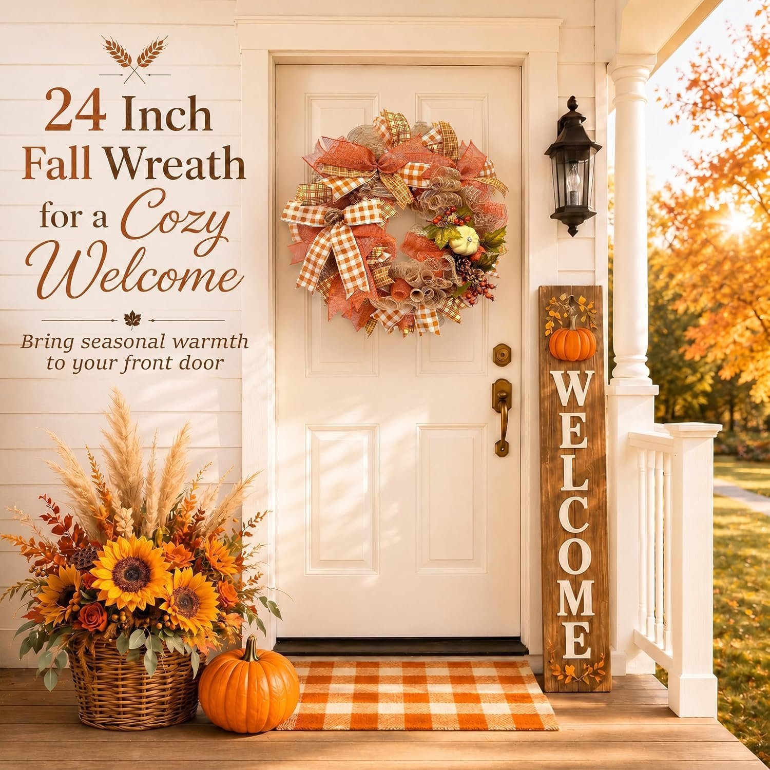 24-Inch Fall Wreath for Front Door