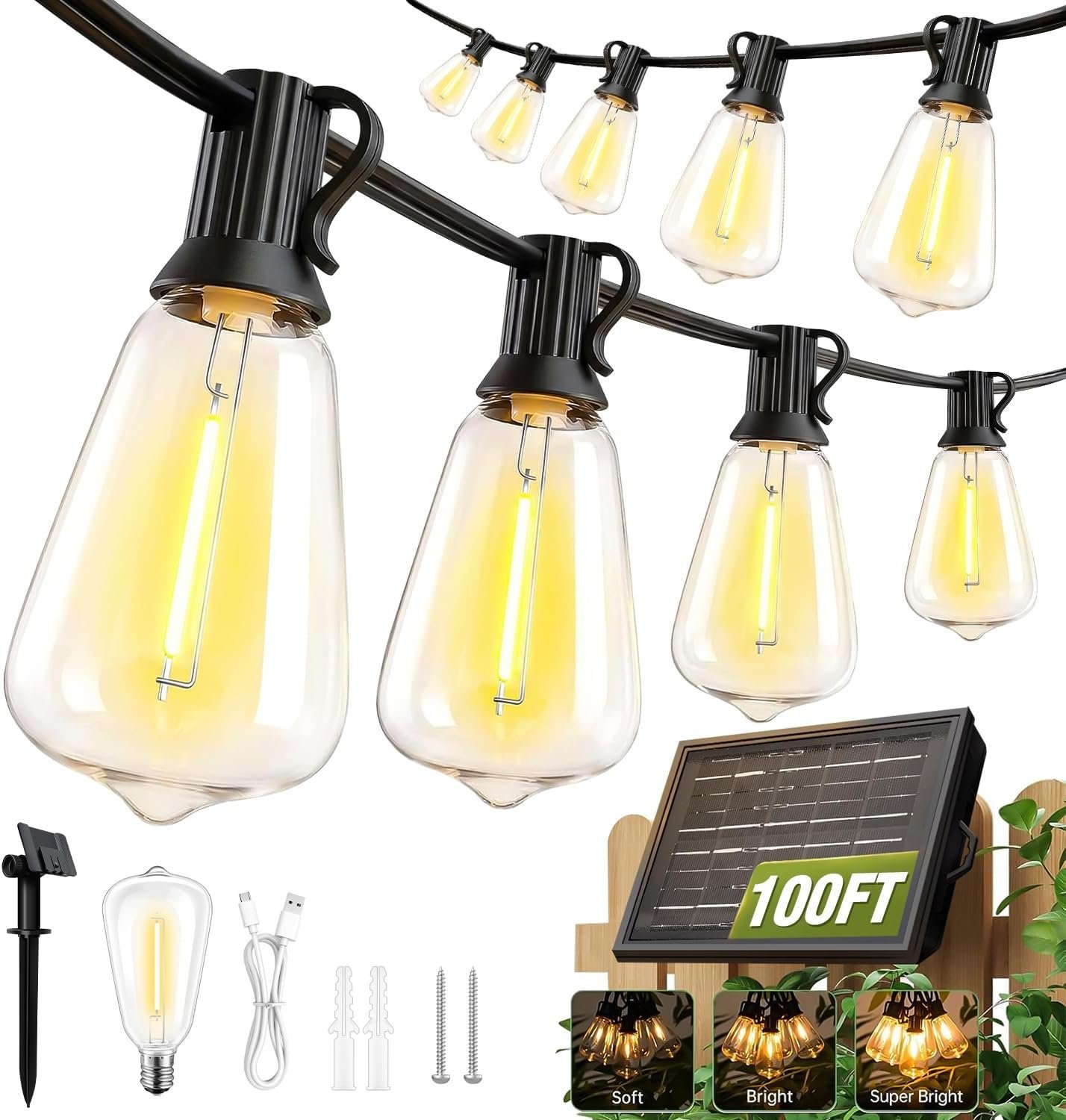100FT Solar String Lights