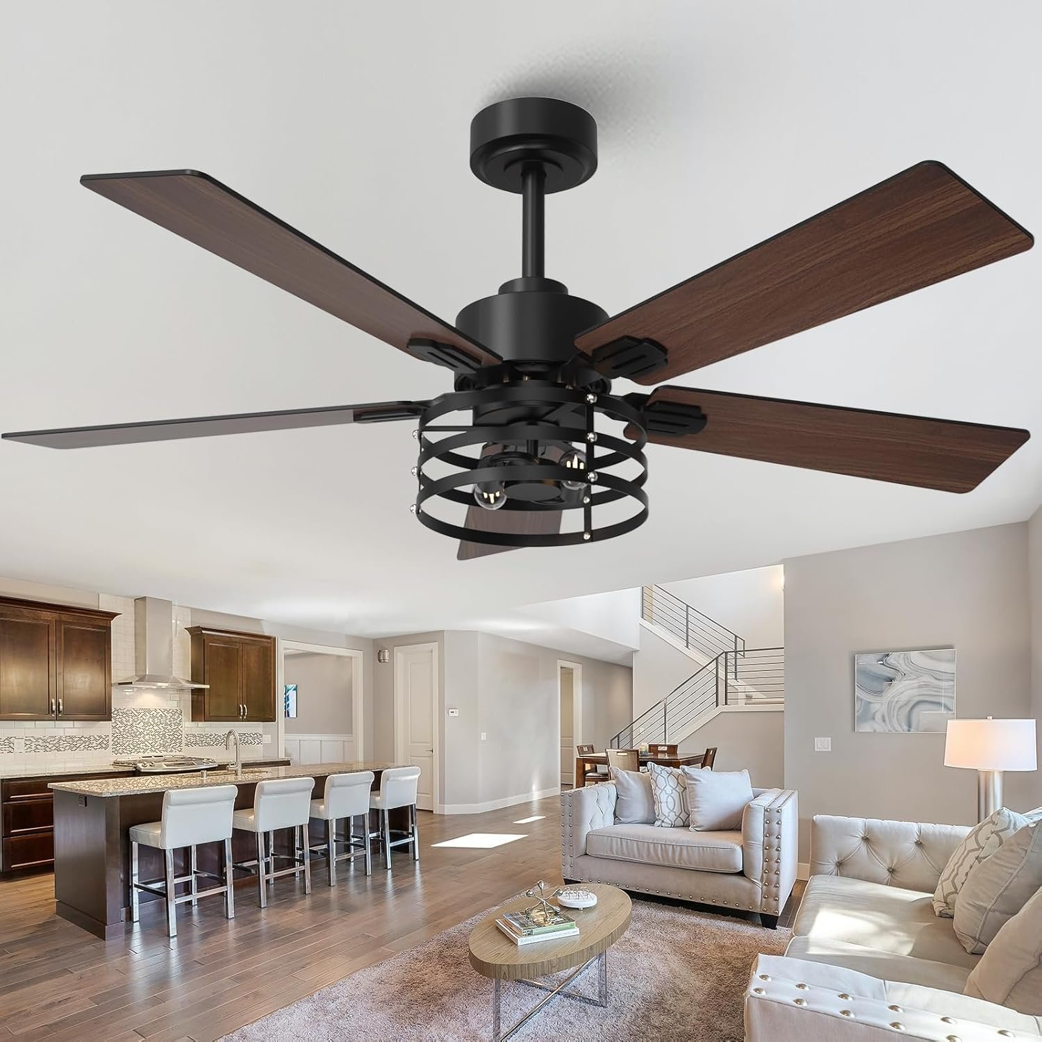 52 inch Farmhouse Ceiling Fan with Light and Remote