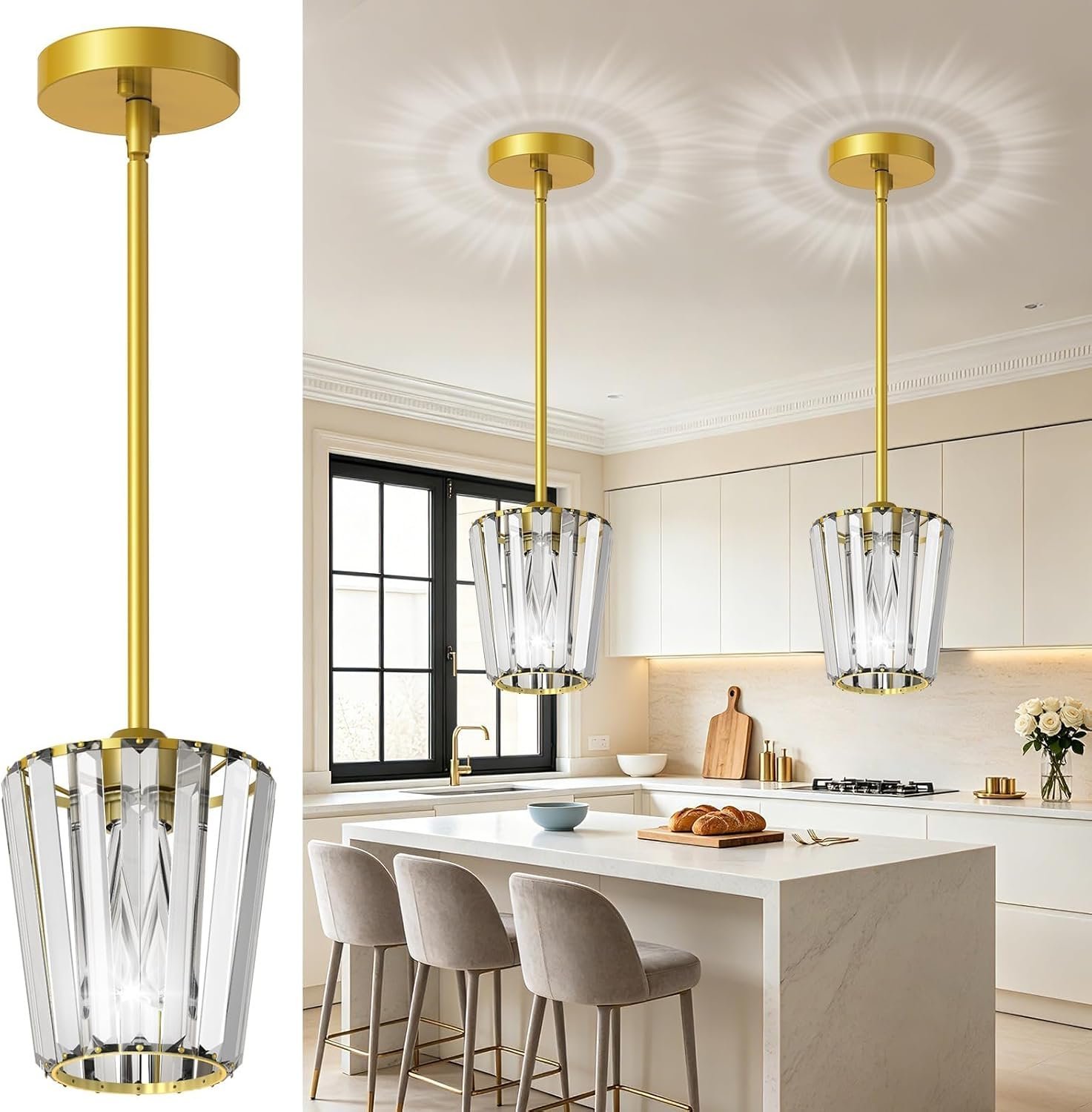 2-Pack Crystal Pendant Lights