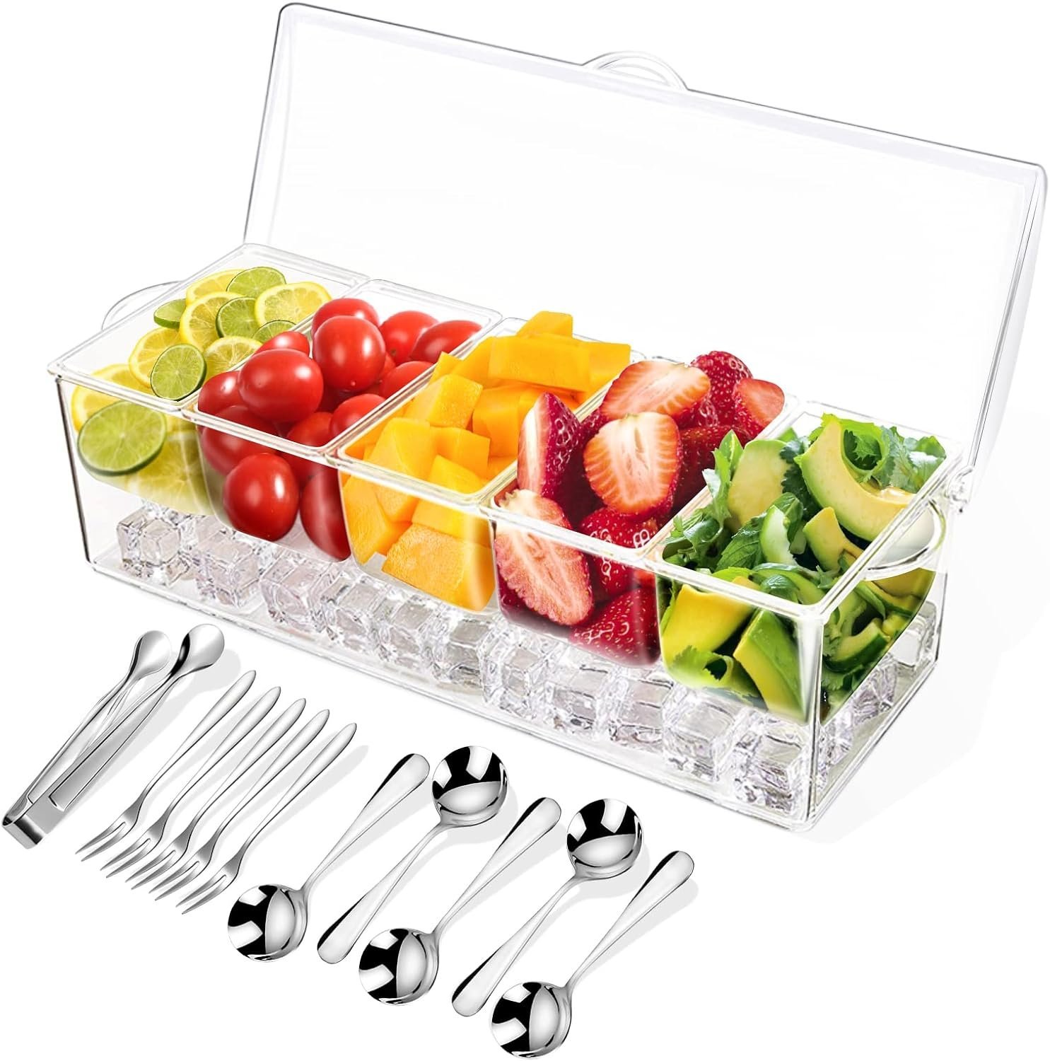 Condiment Tray with Stainless Steel Tableware
