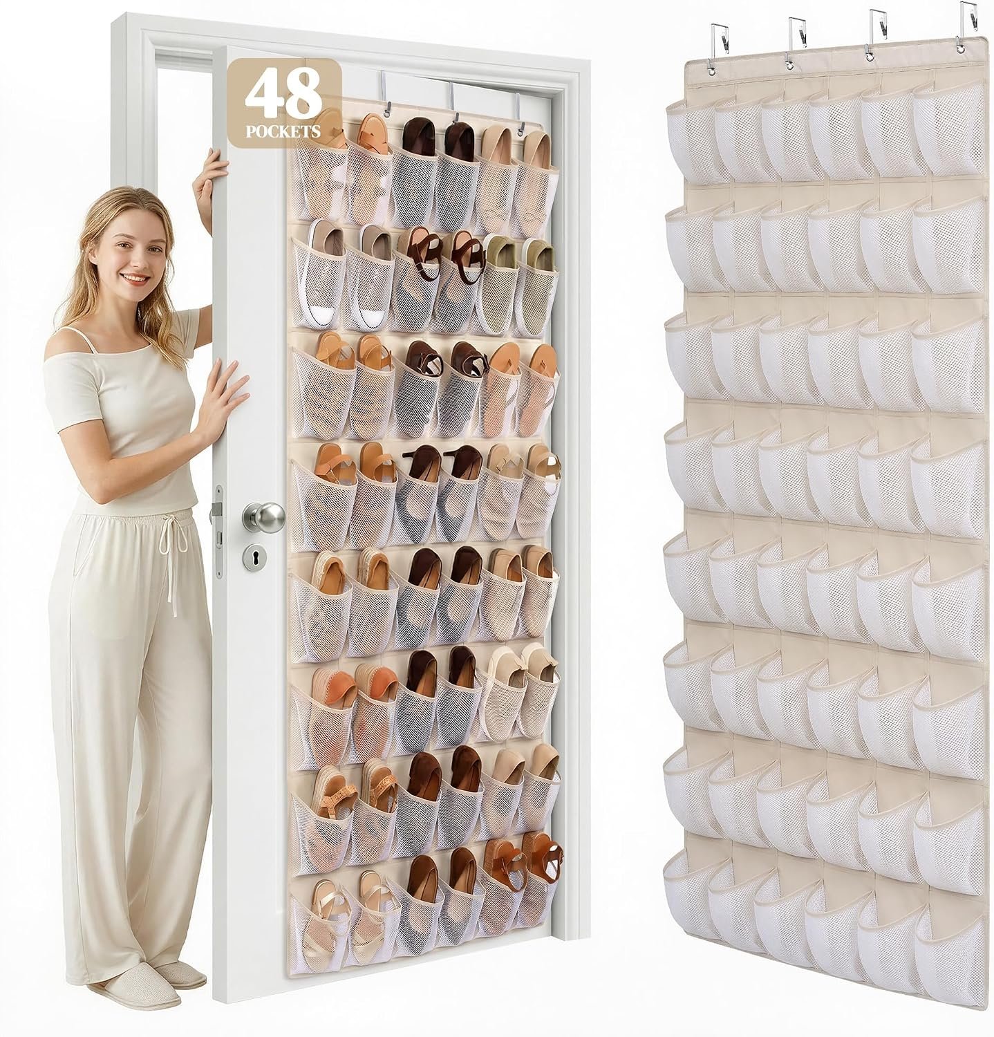 48 Pockets Over the Door Shoe Organizer