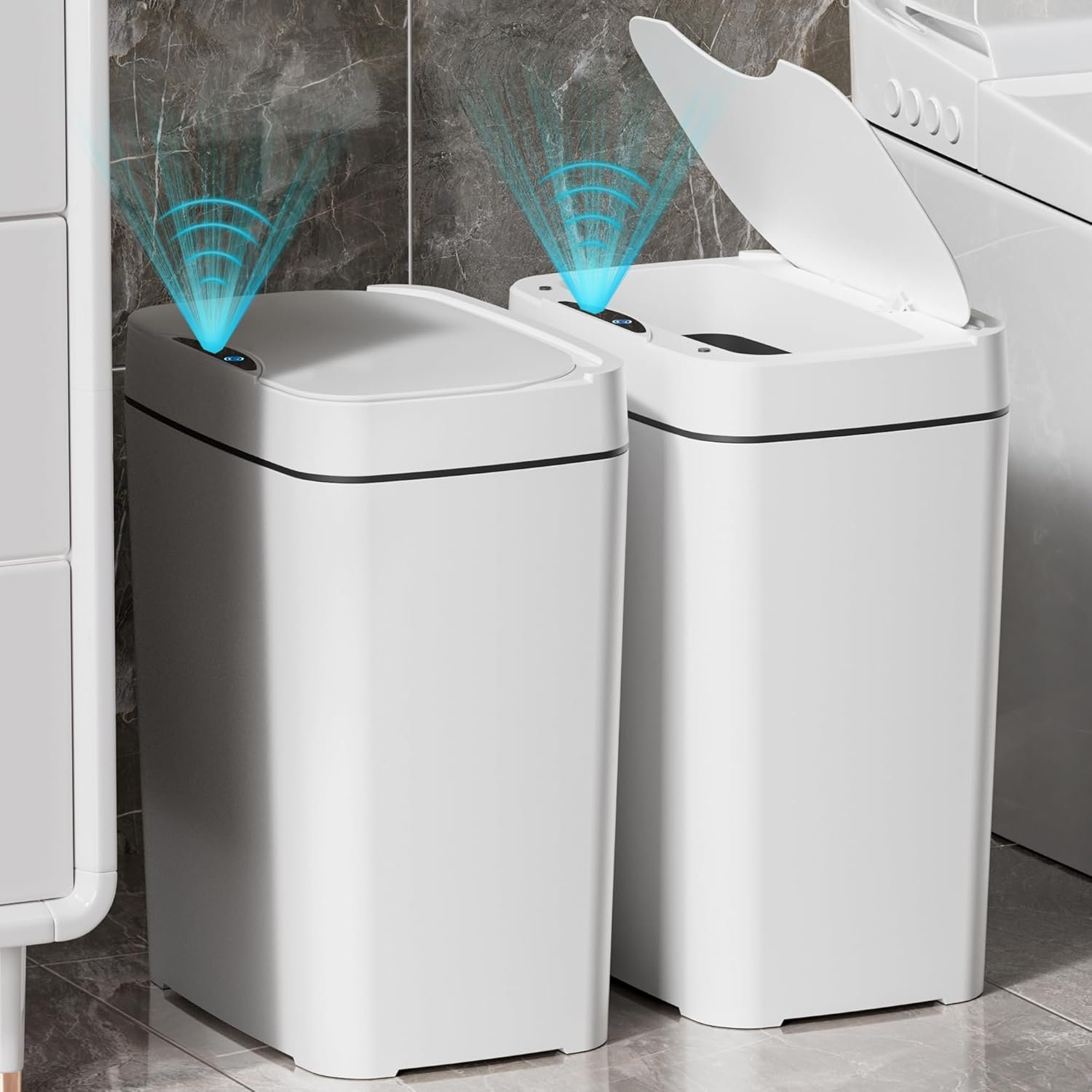 2 Pack 2.7 Gal Bathroom Trash Can with Lid
