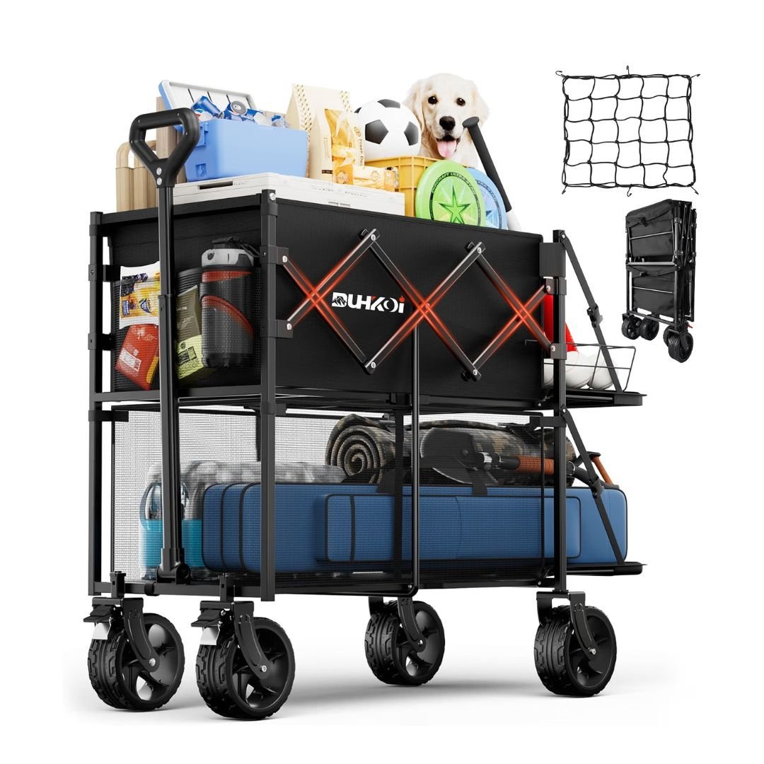 Double Decker Collapsible Wagon with Brakes