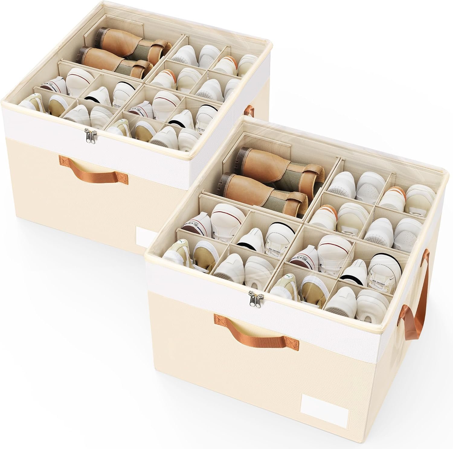 2 Pack Foldable Shoe Storage Organizer Boxes