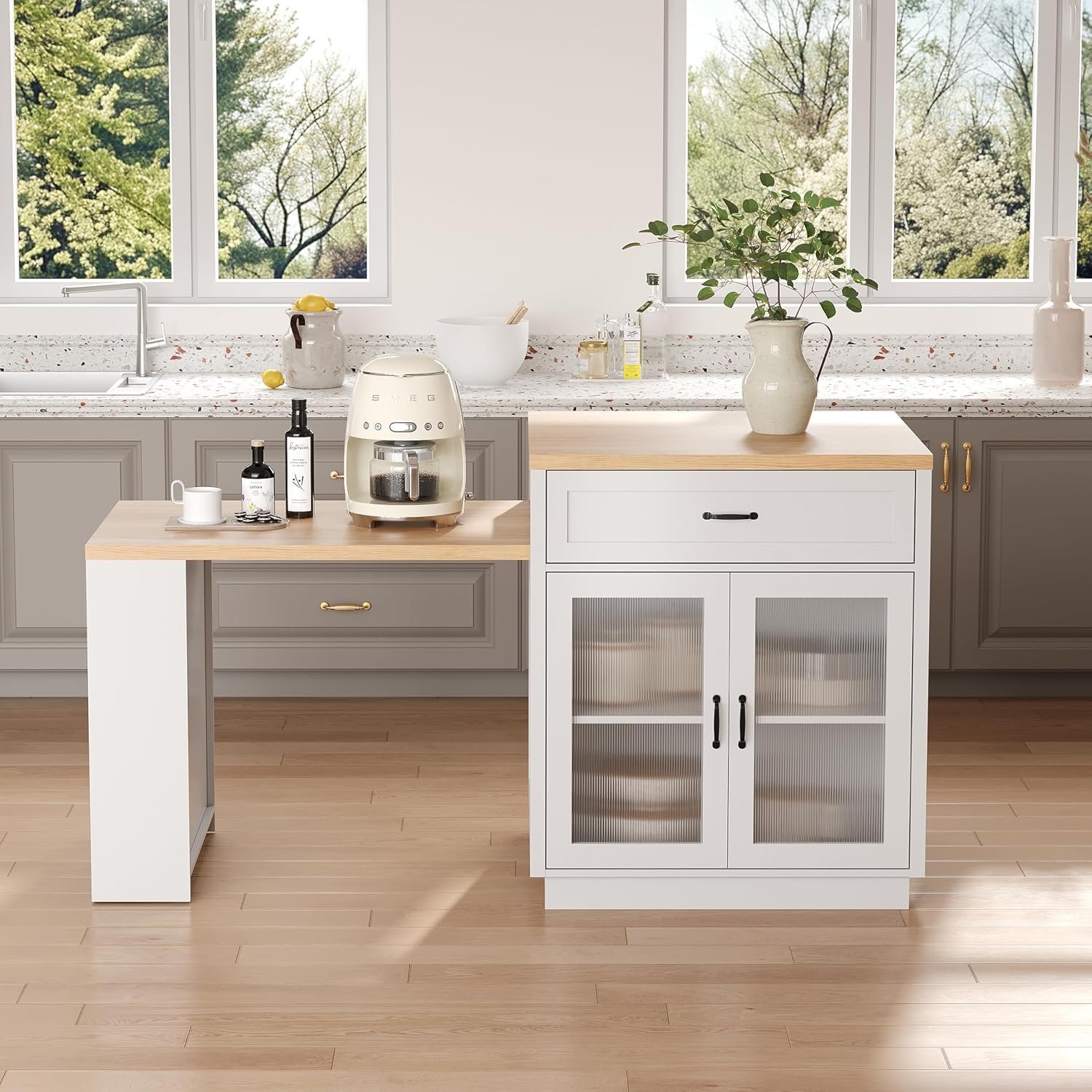 Kitchen Island with Double-Side Storage