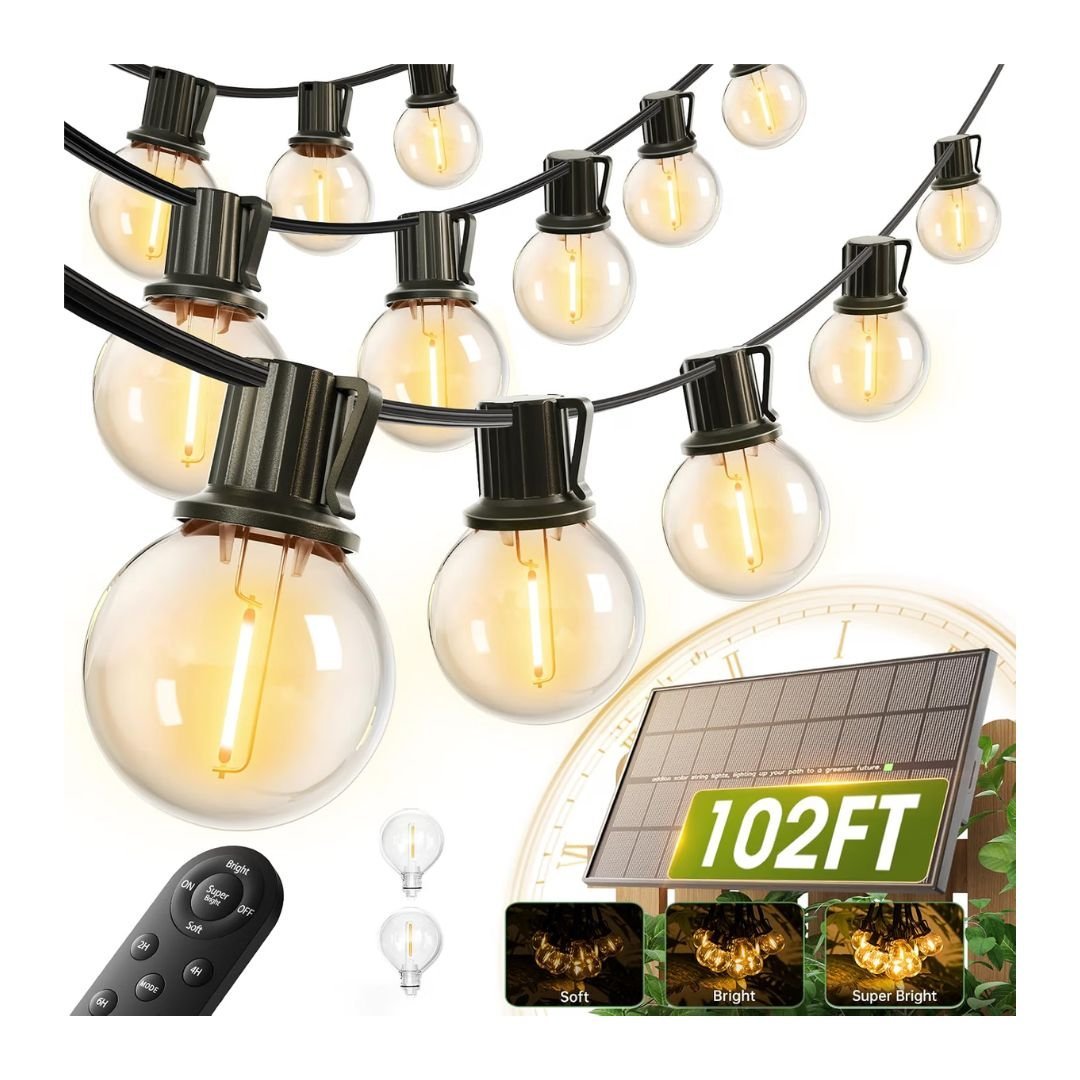102FT Solar String Lights