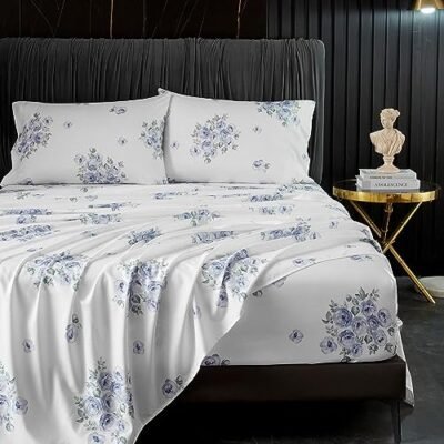 4pcs Blue Floral Sheets