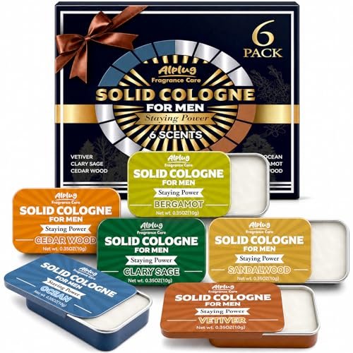 ALPLUG 6 Pack Solid Cologne Gifts for Men