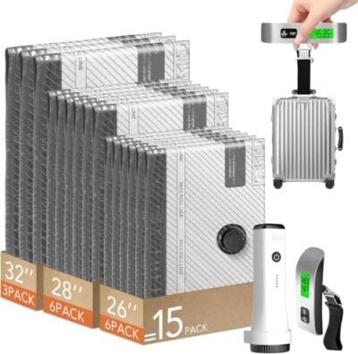 CKLINE 15 Pack Travel Vacuum Bags with Pump