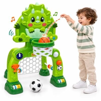 GETSKY Toddler Basketball Hoop & Soccer Goal