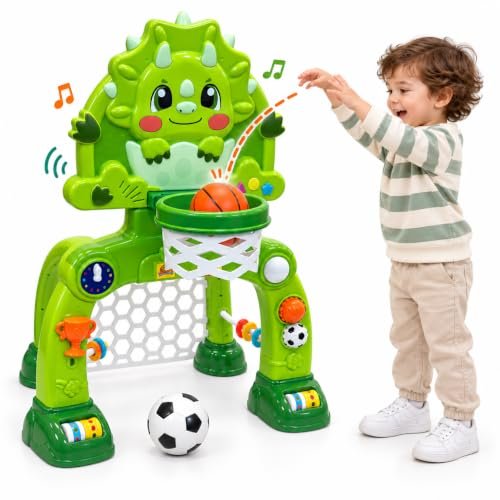 GETSKY Toddler Basketball Hoop & Soccer Goal