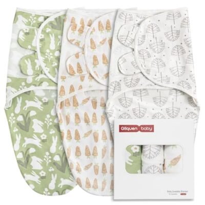 GLLQUEN BABY 3Pack Cotton Baby Swaddles