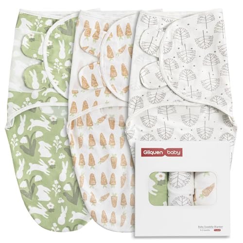 GLLQUEN BABY 3Pack Cotton Baby Swaddles