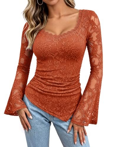 GRACE KARIN Women Lace Long Sleeve Top