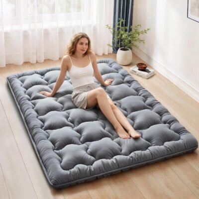 Grey Twin Size Shredded Memory Foam Japanese Floor Mattress