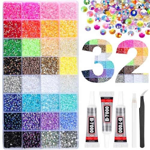 HRLBRC 55000Pcs 32 Colors Resin Jelly Rhinestone