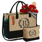 Initial Personalized Jute Tote Bag