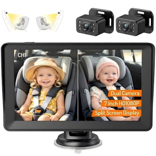 KIDSNEED 7 inch HD Split Screen Baby Car Camera