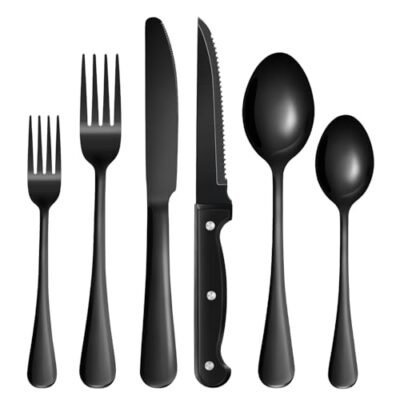 KUIHT 24-Piece Black Silverware Set