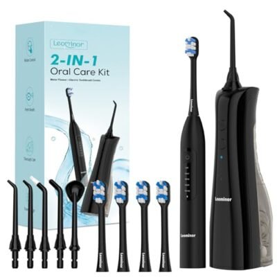 LEOMINOR 2-in-1 Water Flosser & Electric Toothbrush Combo