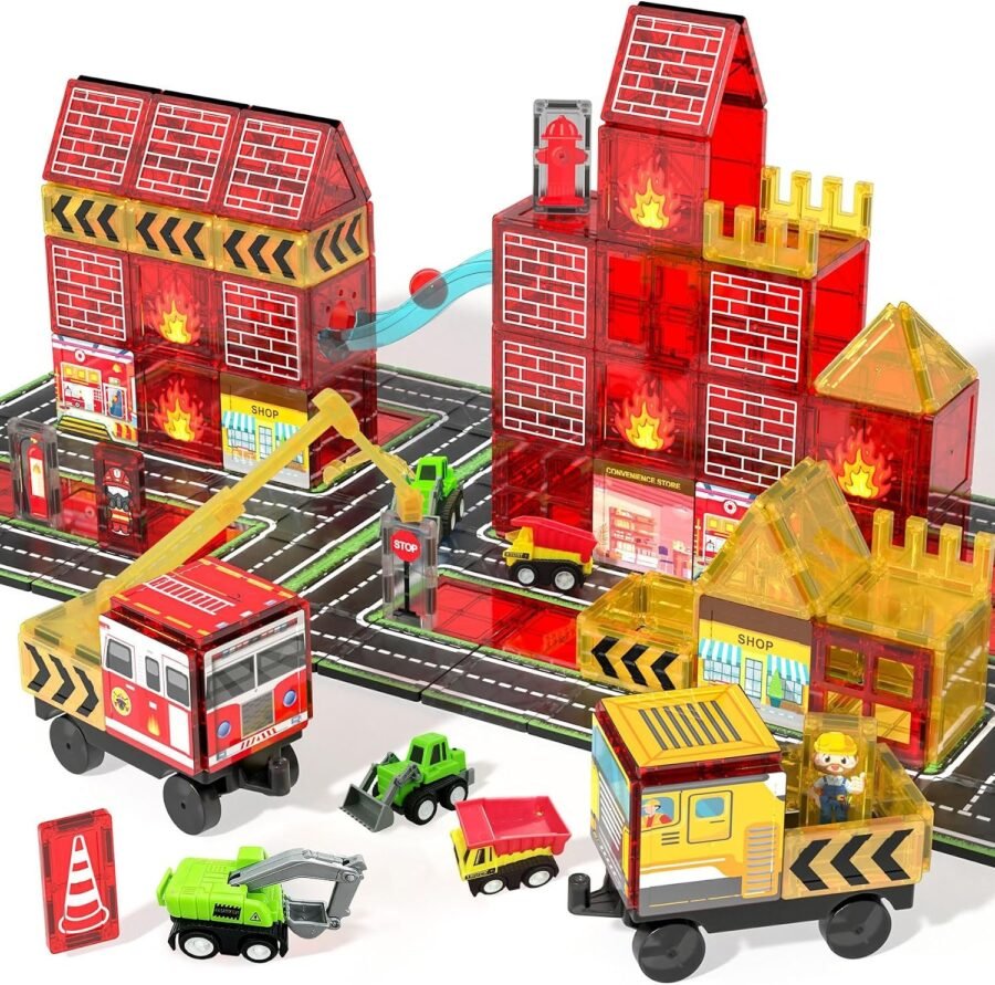Magnetic Tiles Fire Truck Set
