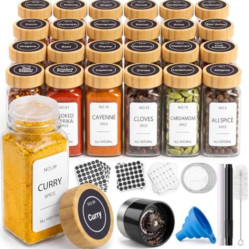 PLTHYMT 24 Pack Glass Spice Jars