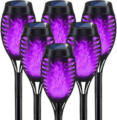 Purple Flickering Flame Lights 6 Pack