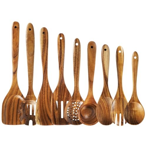 SIXILANG 9 Pcs Wooden Spoons