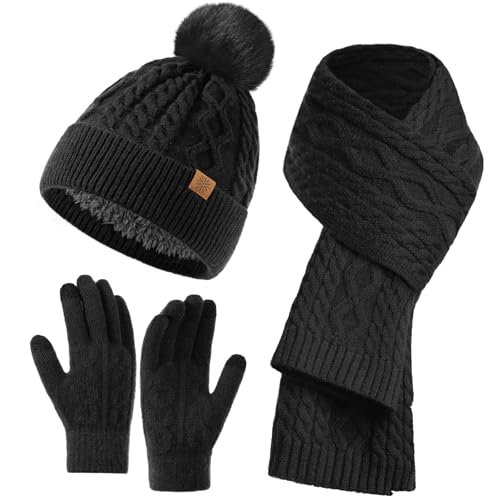 TAVALEU Winter Hat Scarf Gloves Set