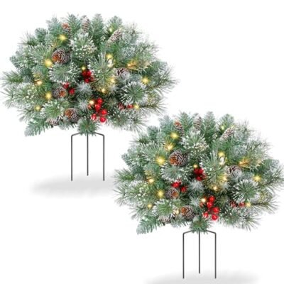 TOWPONICS 20IN Pre-Lit Outdoor Christmas Trees Set
