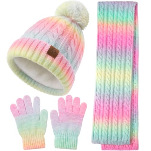 YMOMODE Kids Winter Hat Scarf Gloves Set