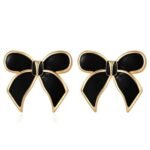YUJIE Black Bow Earrings